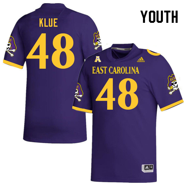 Youth #48 Grayson Klue ECU Pirates 2023 College Football Jerseys Stitched-Purple